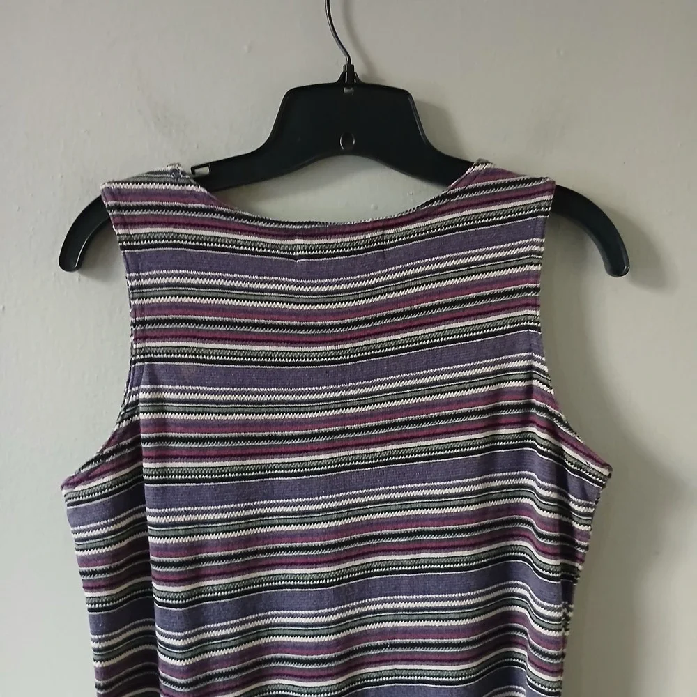 Embassy Row Women's Size S Vintage Maxi Dress Front Slit Sleeveless Striped Knit
